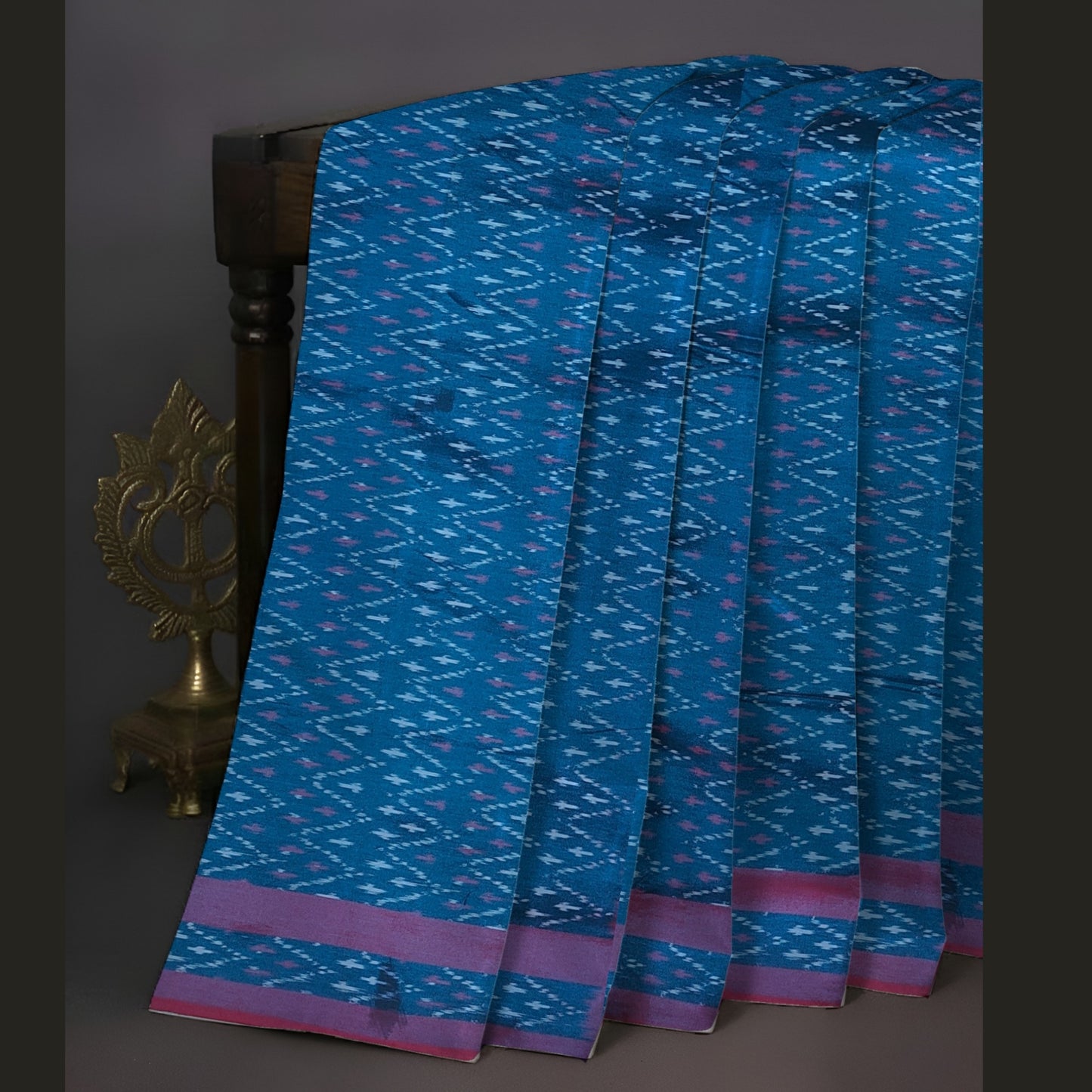 Blue Ikkat Mercirised Cotton Saree