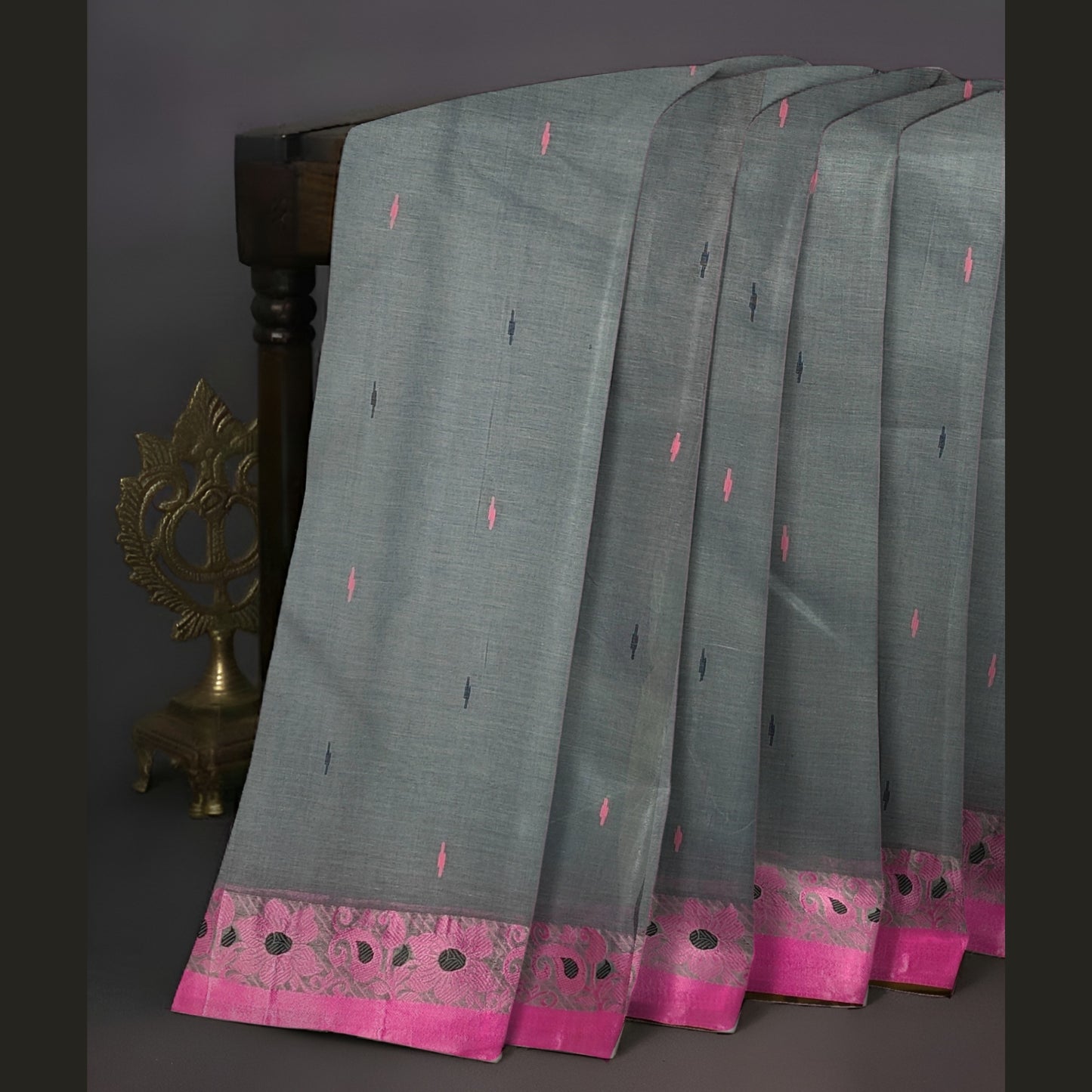 Grey Bengol Handloom Cotton Saree