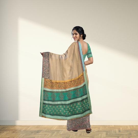 Maheshwari Cotton Hand Block Print Saree