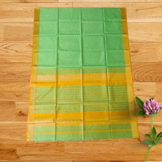 Pista Green Maheshwari Cotton Silk Saree