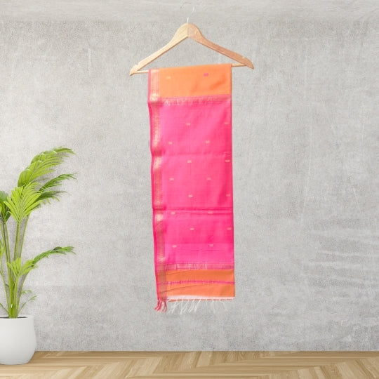 Orange Maheshwari Cotton Saree