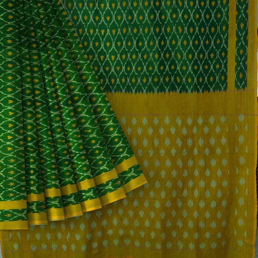 Green Ikkat Mercirised Cotton Saree