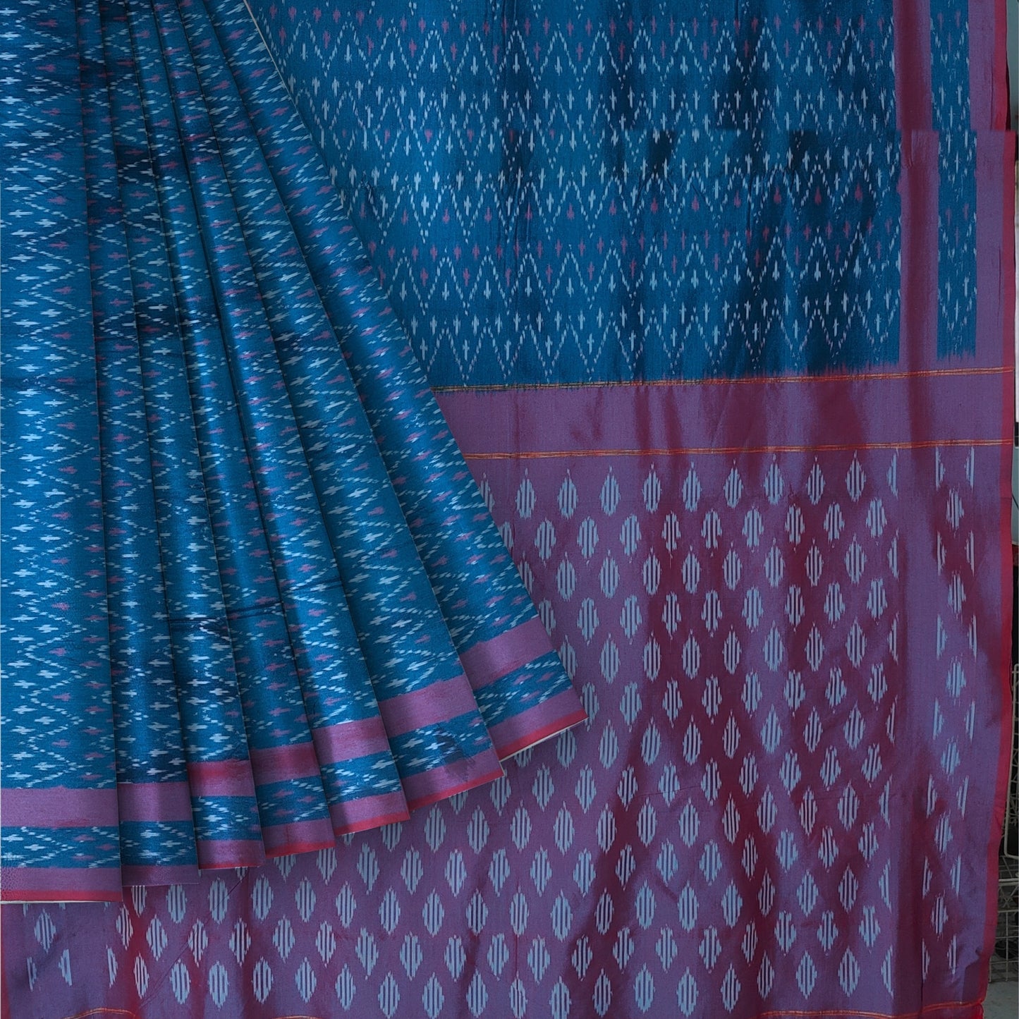 Blue Ikkat Mercirised Cotton Saree