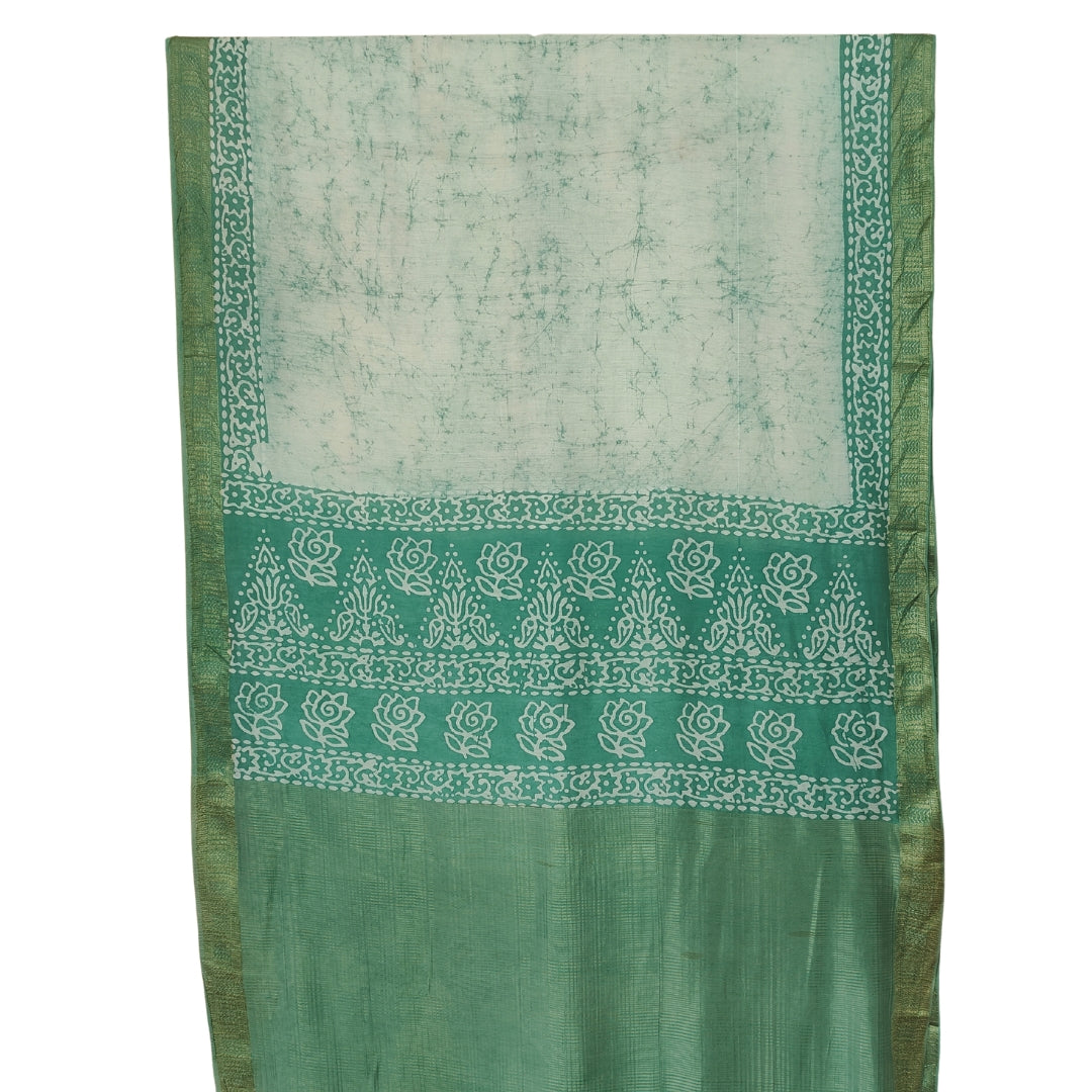 White Maheshwari Shibori Tie & Dye Saree