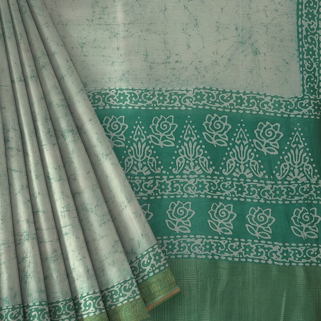 White Maheshwari Shibori Tie & Dye Saree