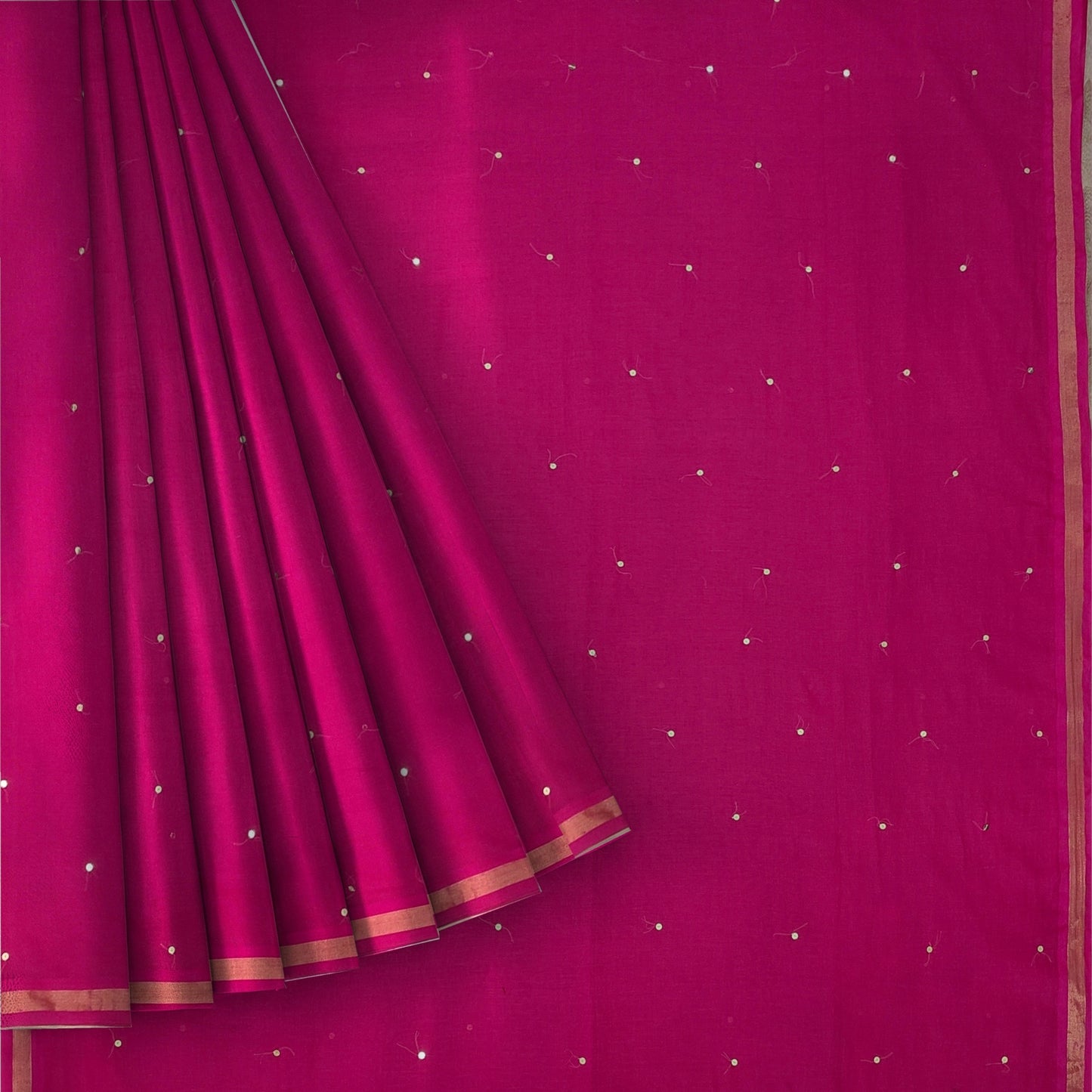 Fuchsia Pink Bengal Handloom Mulmul Cotton Saree