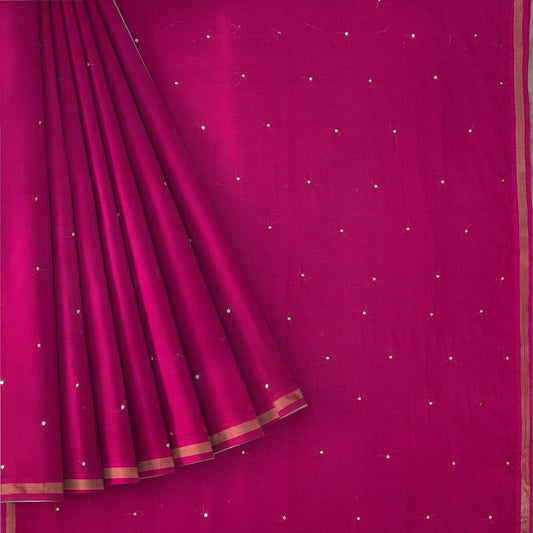 Fuchsia Pink Bengal Handloom Mulmul Cotton Saree