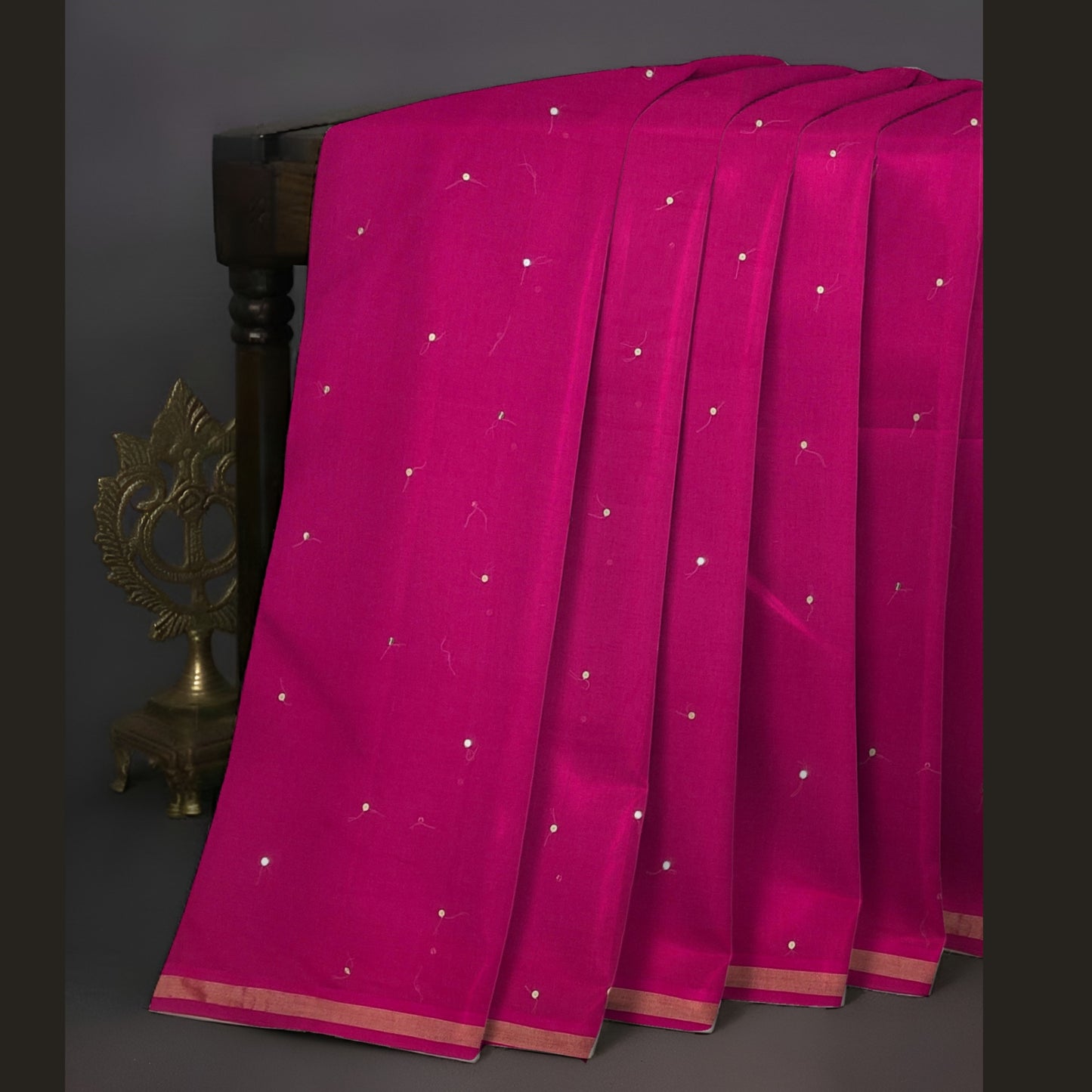 Fuchsia Pink Bengal Handloom Mulmul Cotton Saree