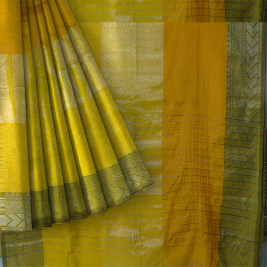 Yellow Bengol Handloom Tissue Cotton Saree