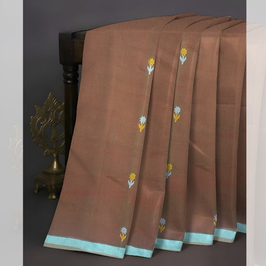 Bengol Handloom Mulmul Cotton Jamdani Weave Mehendi Saree