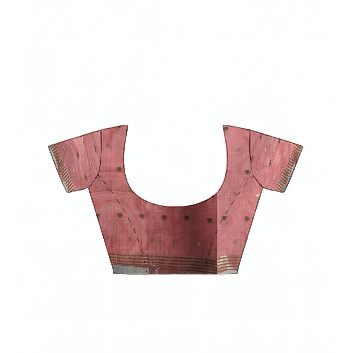 Off-White Pink Green Cotton Silk Thread Work Saree