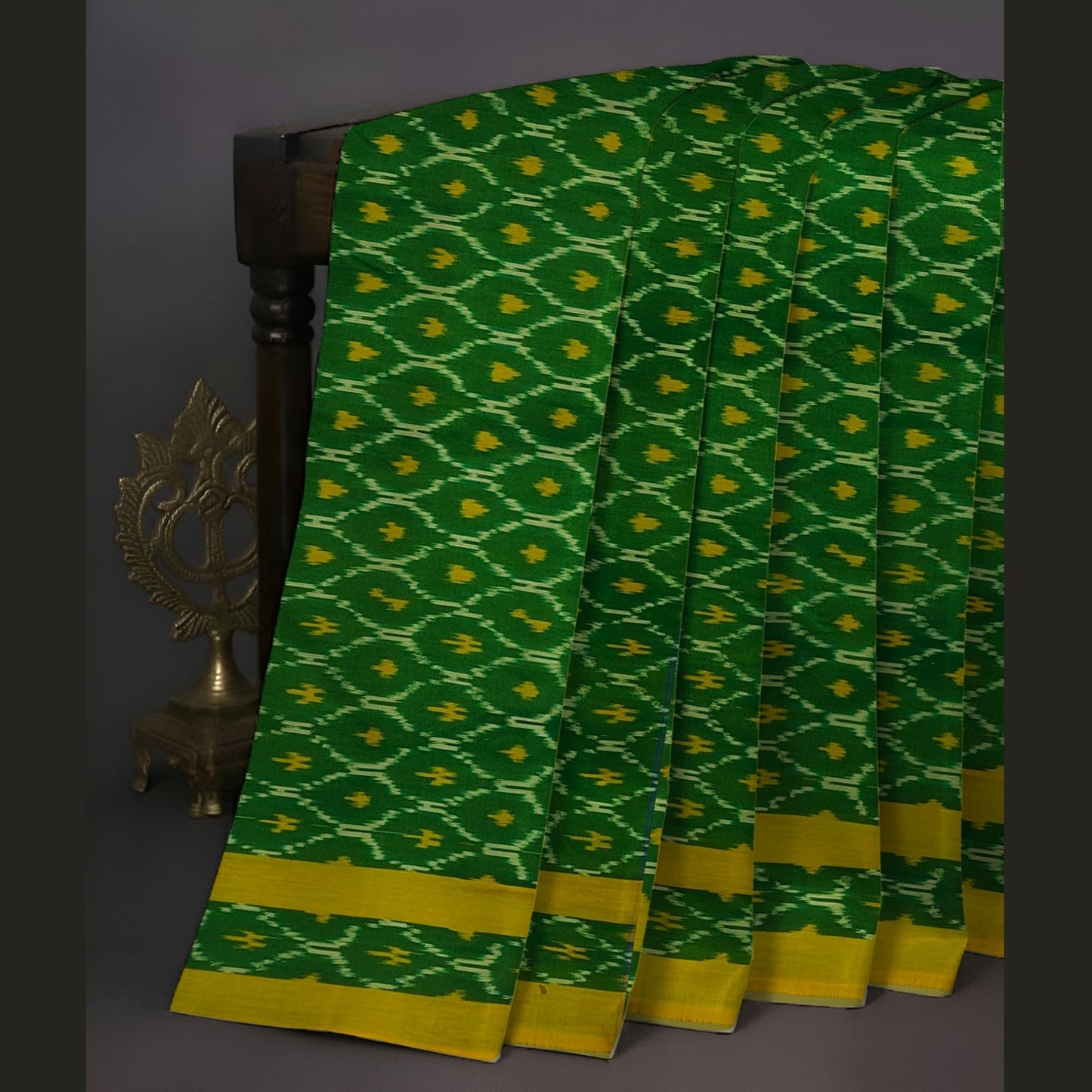 Green Ikkat Mercirised Cotton Saree
