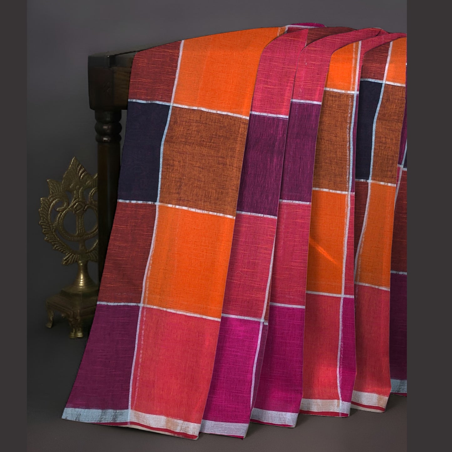 Multicolor Bengal Handloom Cotton Linen Saree