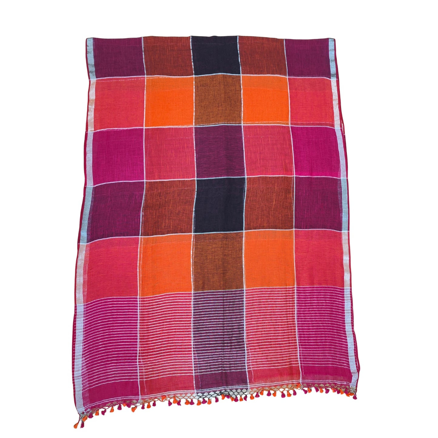 Multicolor Bengal Handloom Cotton Linen Saree
