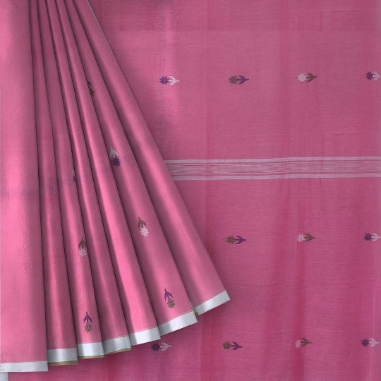 Bengol Handloom Mulmul Cotton Jamdani Weave Pink Saree