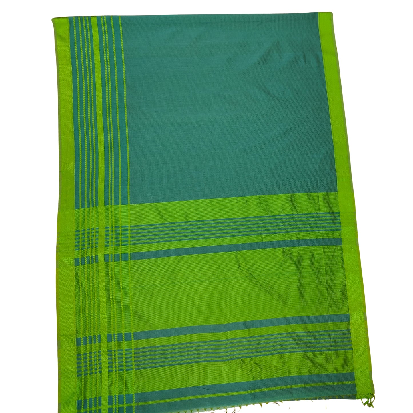 Blue Green Maheshwari Handloom Pure Silk by Cotton Zari saree
