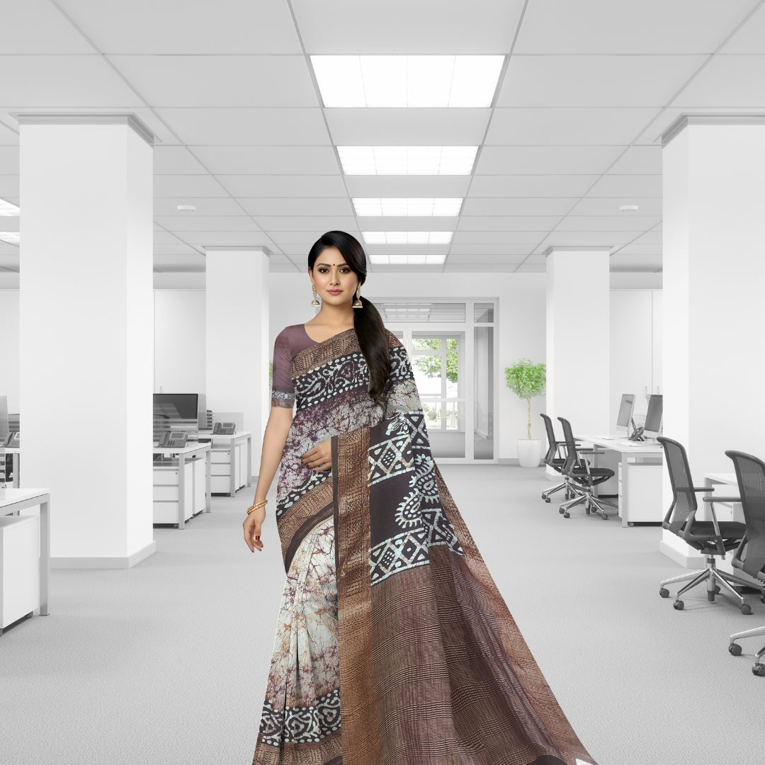 Cream Maheshwari Shibori Tie & Dye Saree