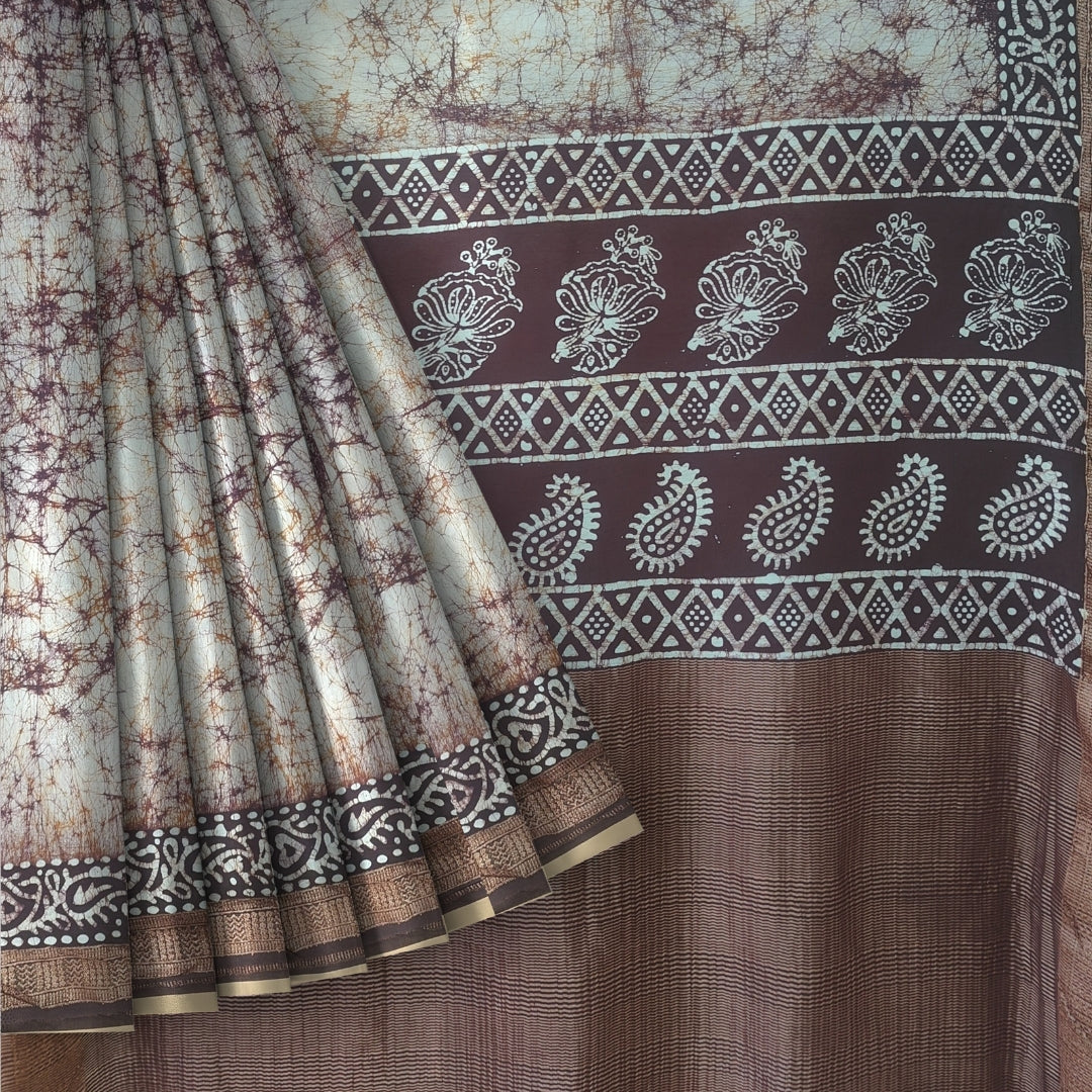 Cream Maheshwari Shibori Tie & Dye Saree