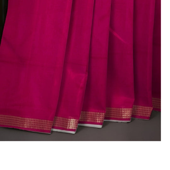 Dark Pink Maheshwari Pure Silk Kota Weaving Floral Border Tissue Pallu Saree
