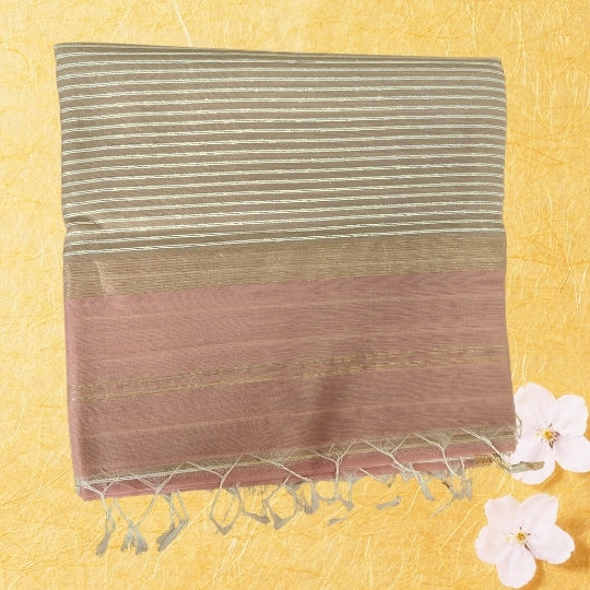 Dark Peach Ghicha Bliss Maheshwari Silk Saree