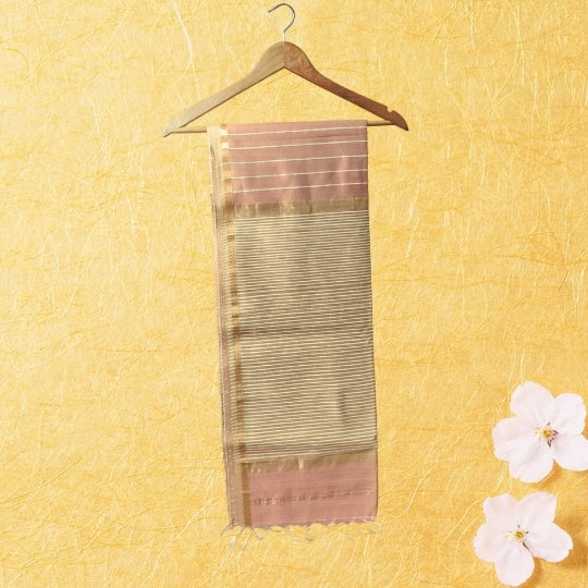 Dark Peach Ghicha Bliss Maheshwari Silk Saree