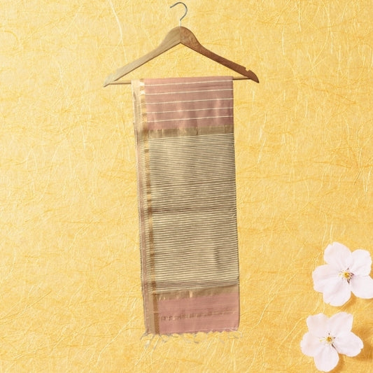 Dark Peach Ghicha Bliss Maheshwari Silk Saree