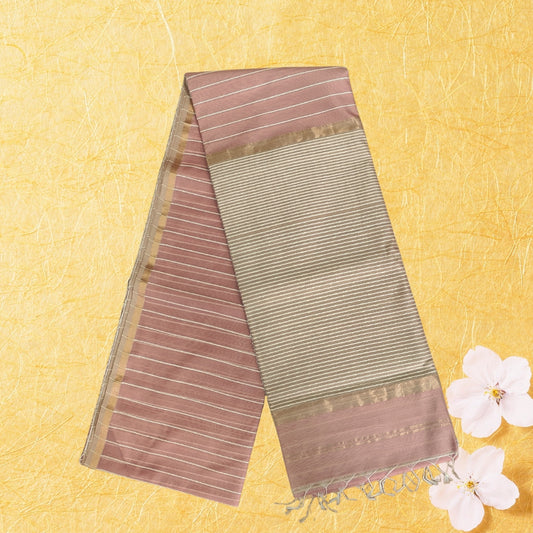 Dark Peach Ghicha Bliss Maheshwari Silk Saree