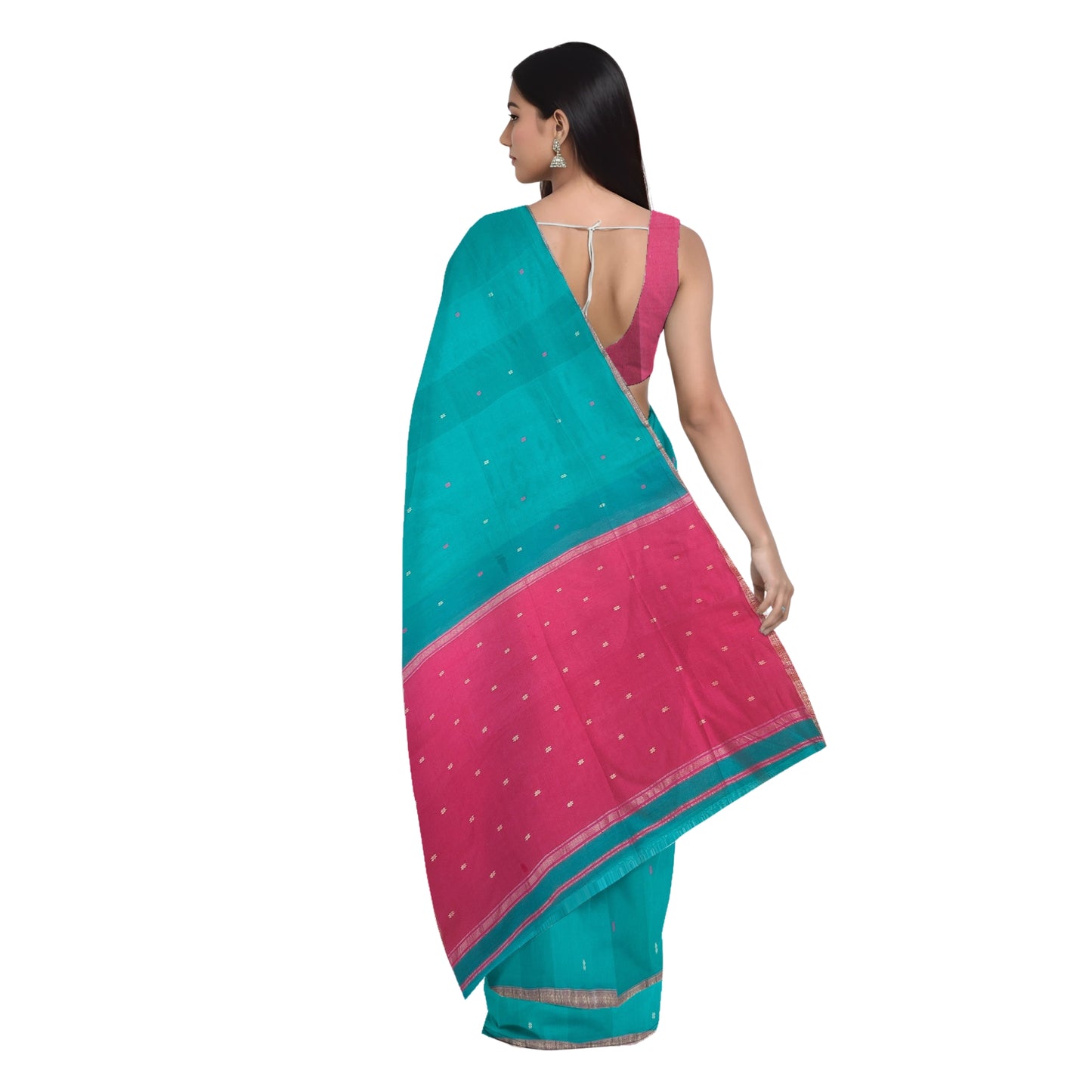 Green Maheshwari Handloom Cotton Silk Saree