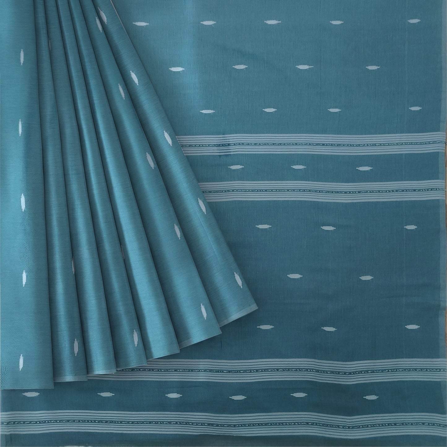 Grey Bengal Handloom Mulmul Cotton Jamdani Saree