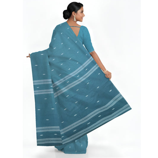 Grey Bengal Handloom Mulmul Cotton Jamdani Saree