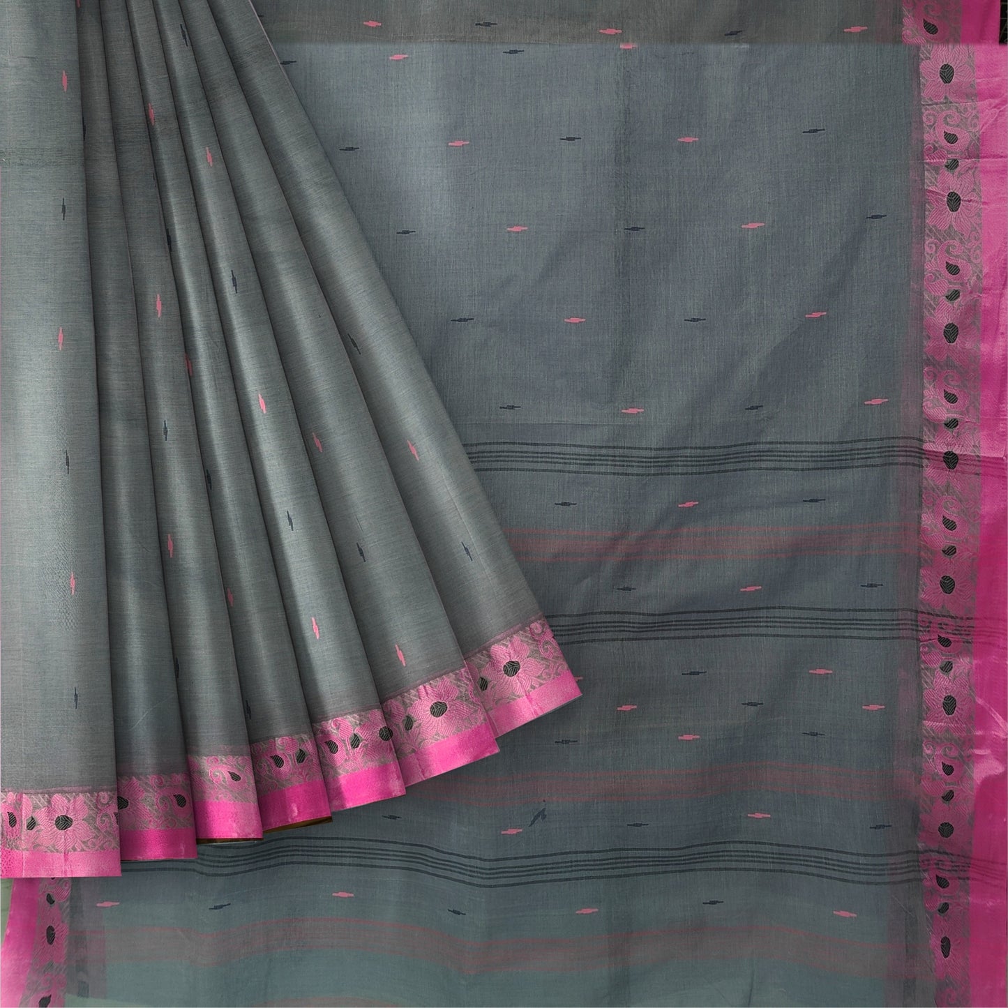 Grey Bengol Handloom Cotton Saree