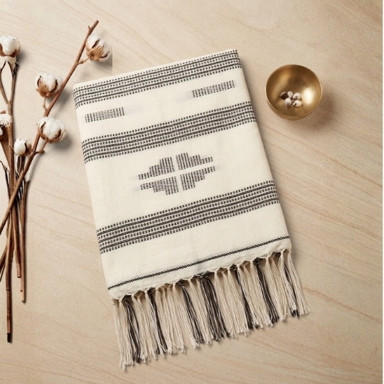 Jamdani Cotton Handloom White Saree