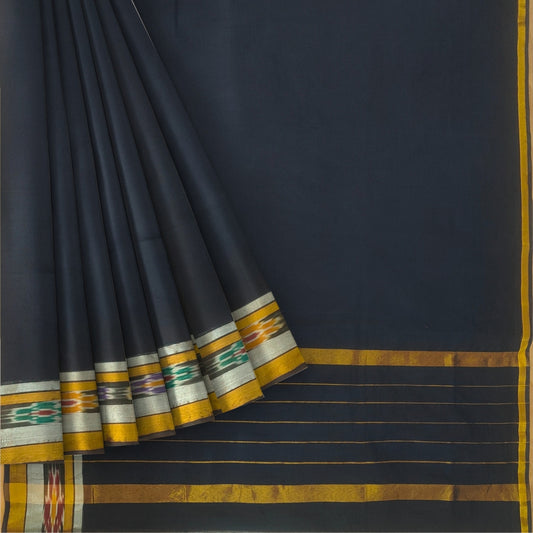 Navy Blue Uppada Handloom Cotton Ikat Border saree