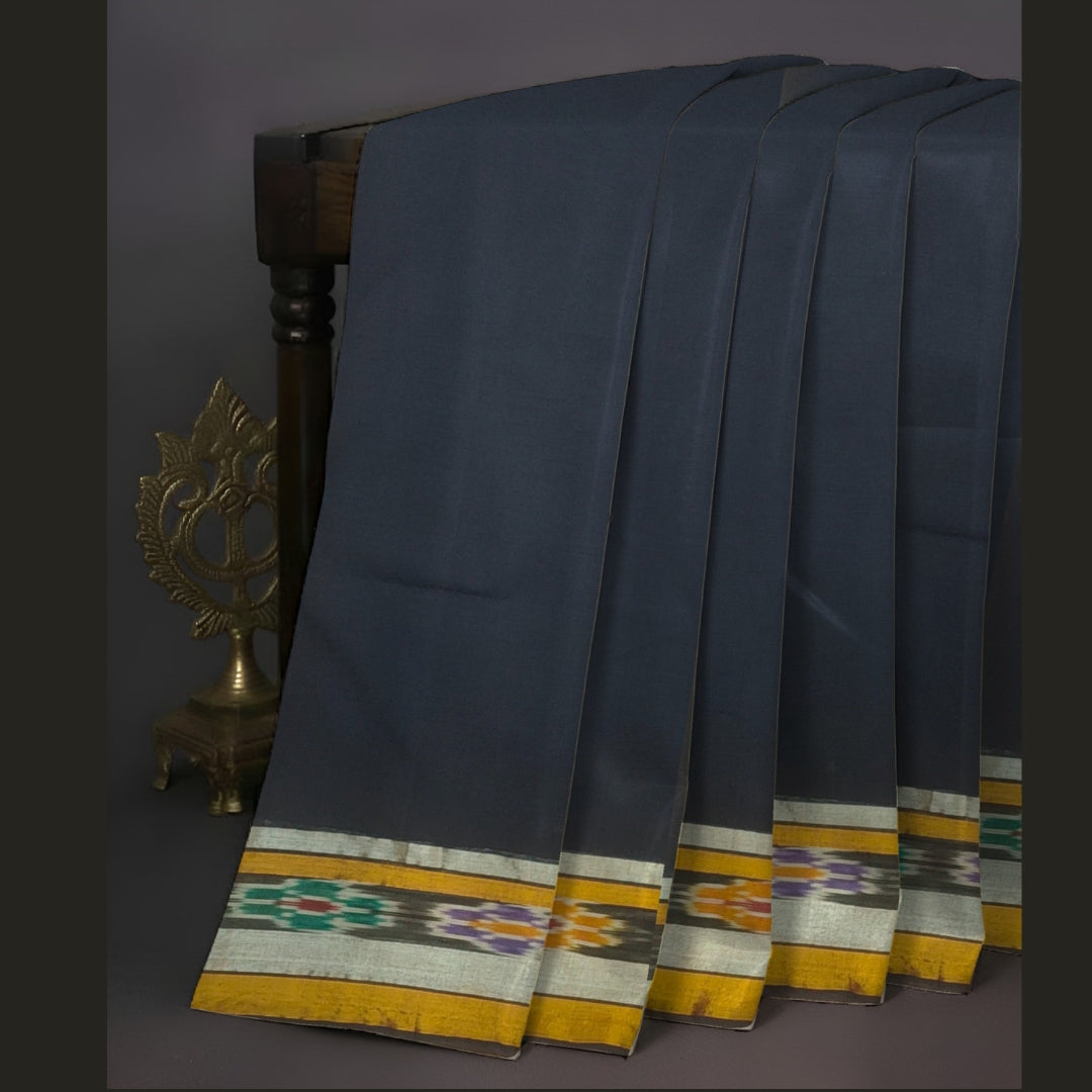 Navy Blue Uppada Handloom Cotton Ikat Border saree