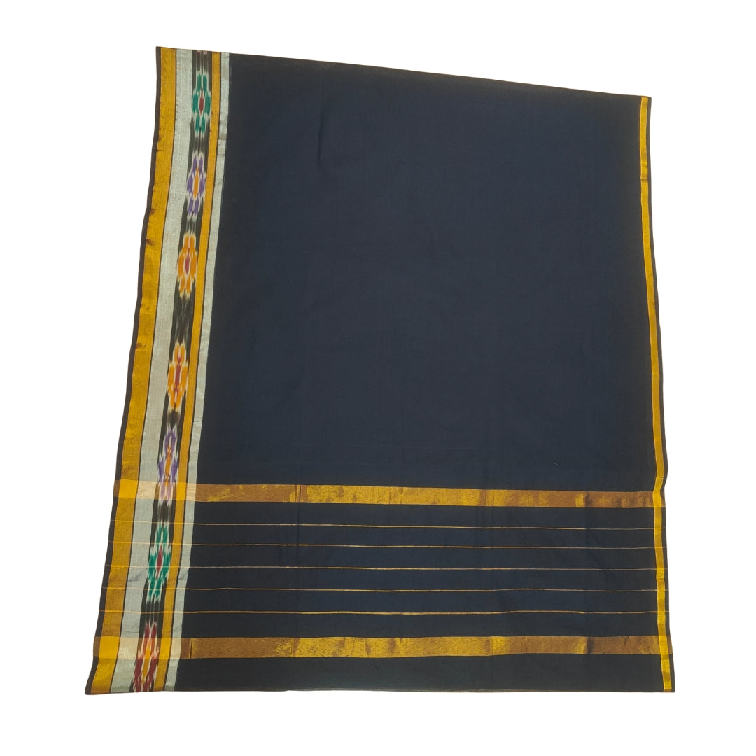 Navy Blue Uppada Handloom Cotton Ikat Border saree