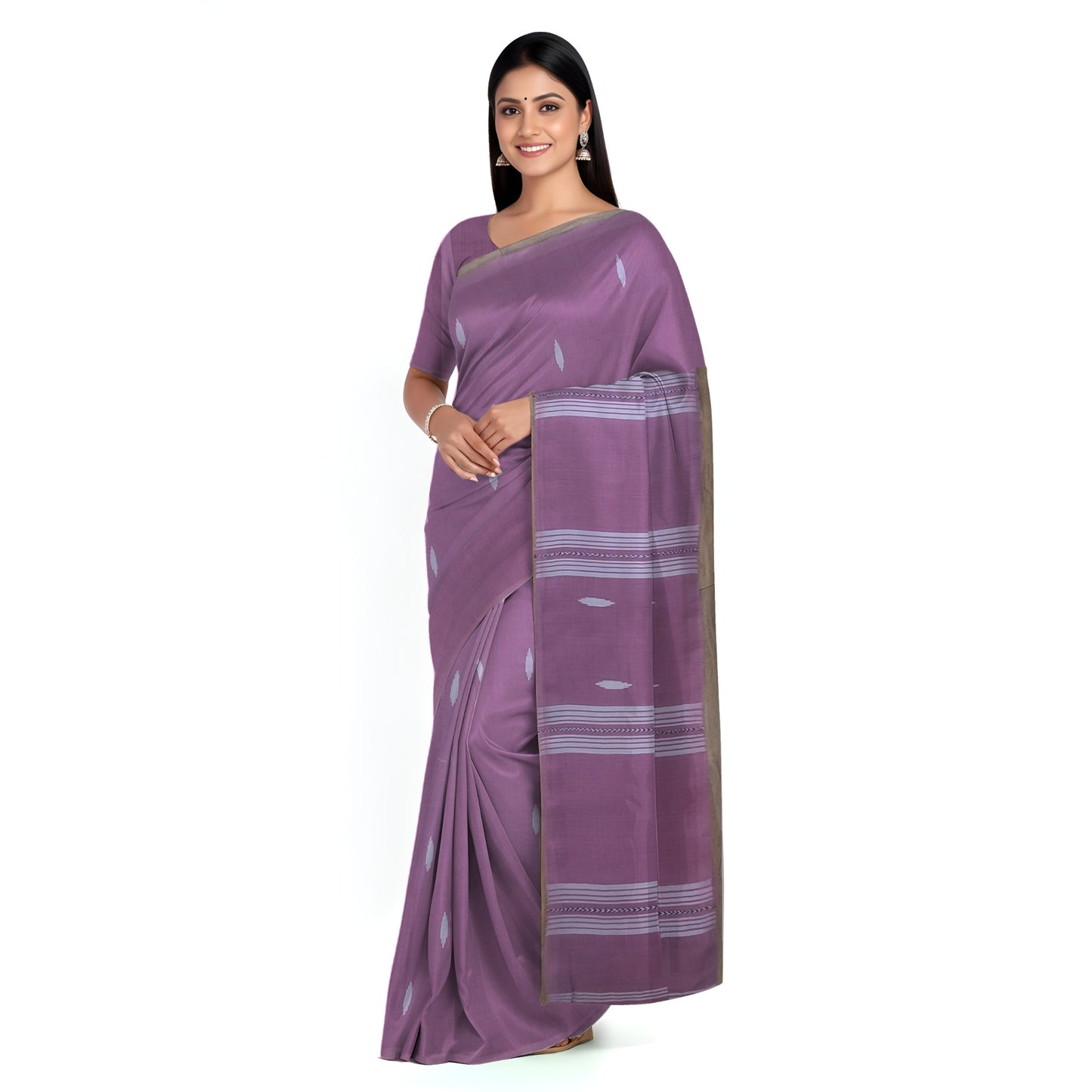 Pink Bengal Handloom Mulmul Cotton Jamdani saree
