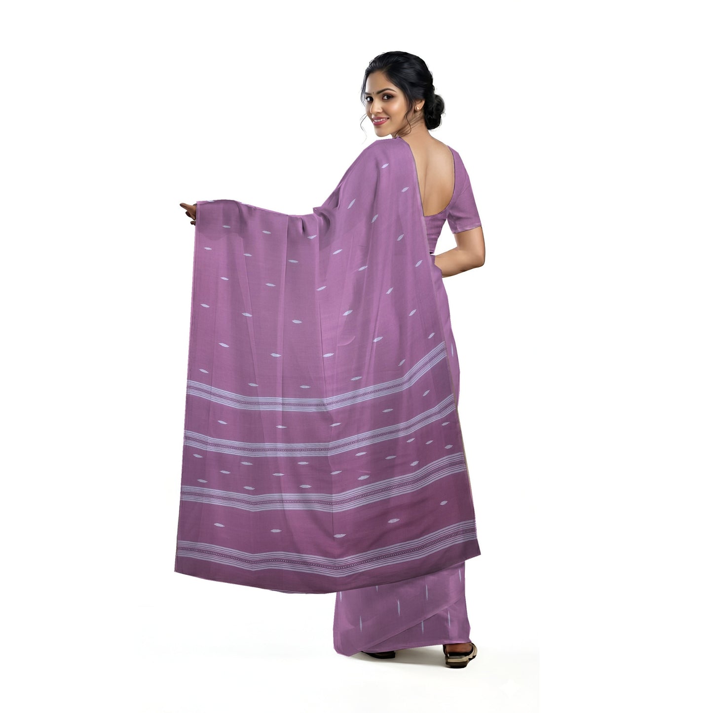 Pink Bengal Handloom Mulmul Cotton Jamdani saree