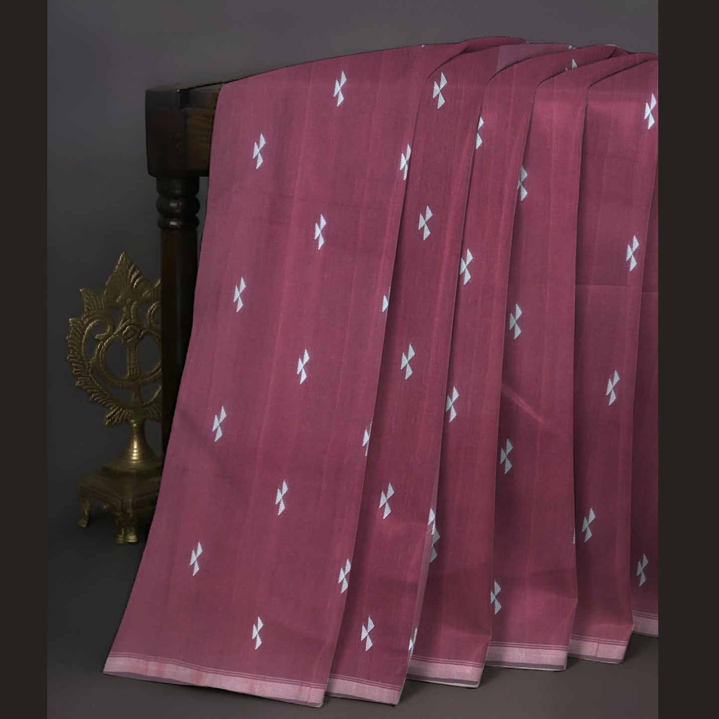 Rose Red Bengal Handloom Mulmul Cotton Jamdani Saree