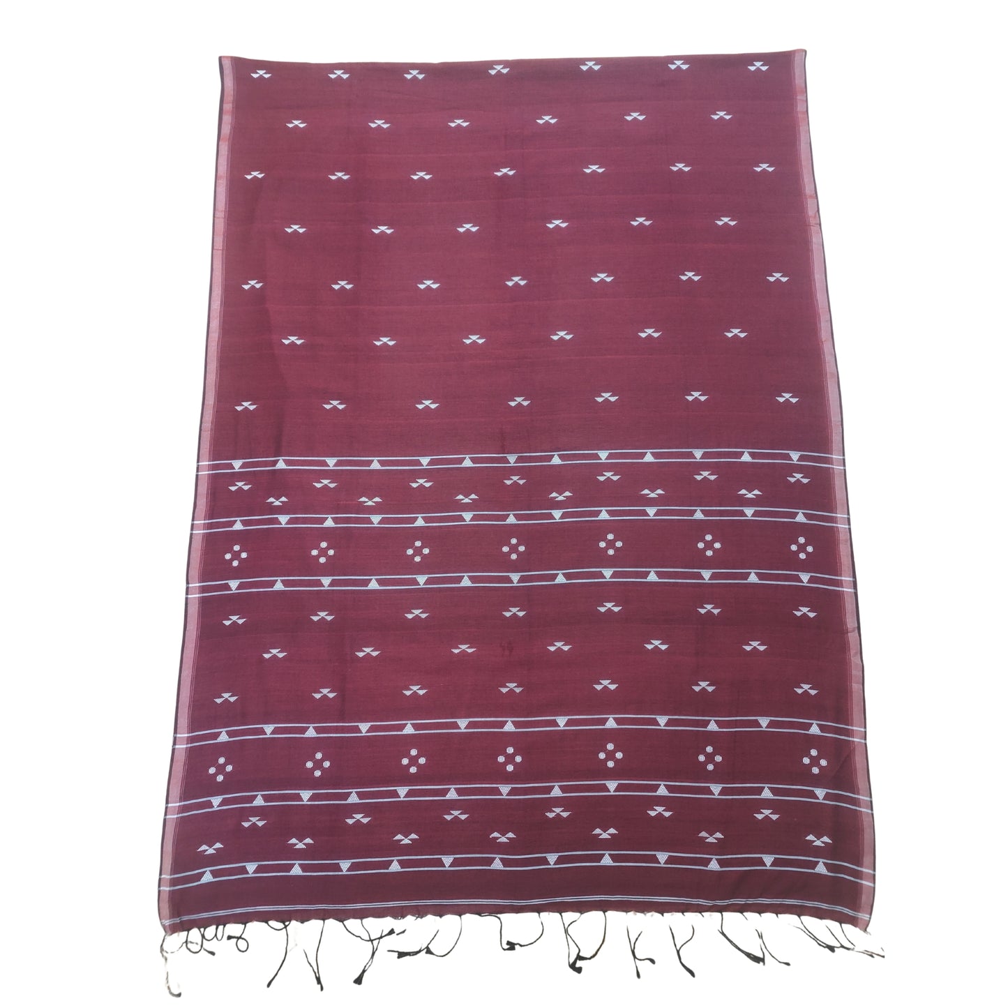 Rose Red Bengal Handloom Mulmul Cotton Jamdani Saree