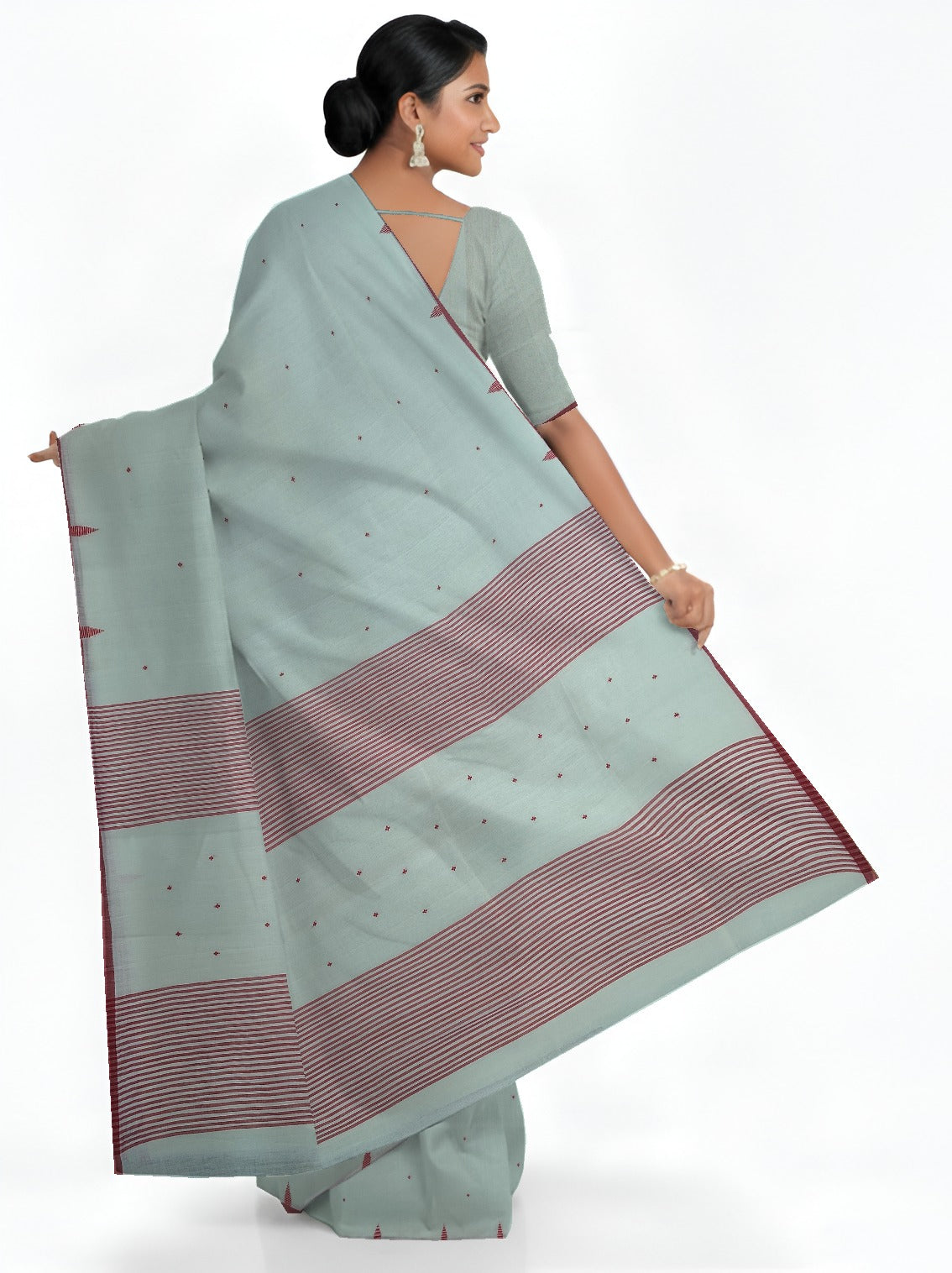 White Bengal Handloom Mulmul Cotton Jamdani Saree