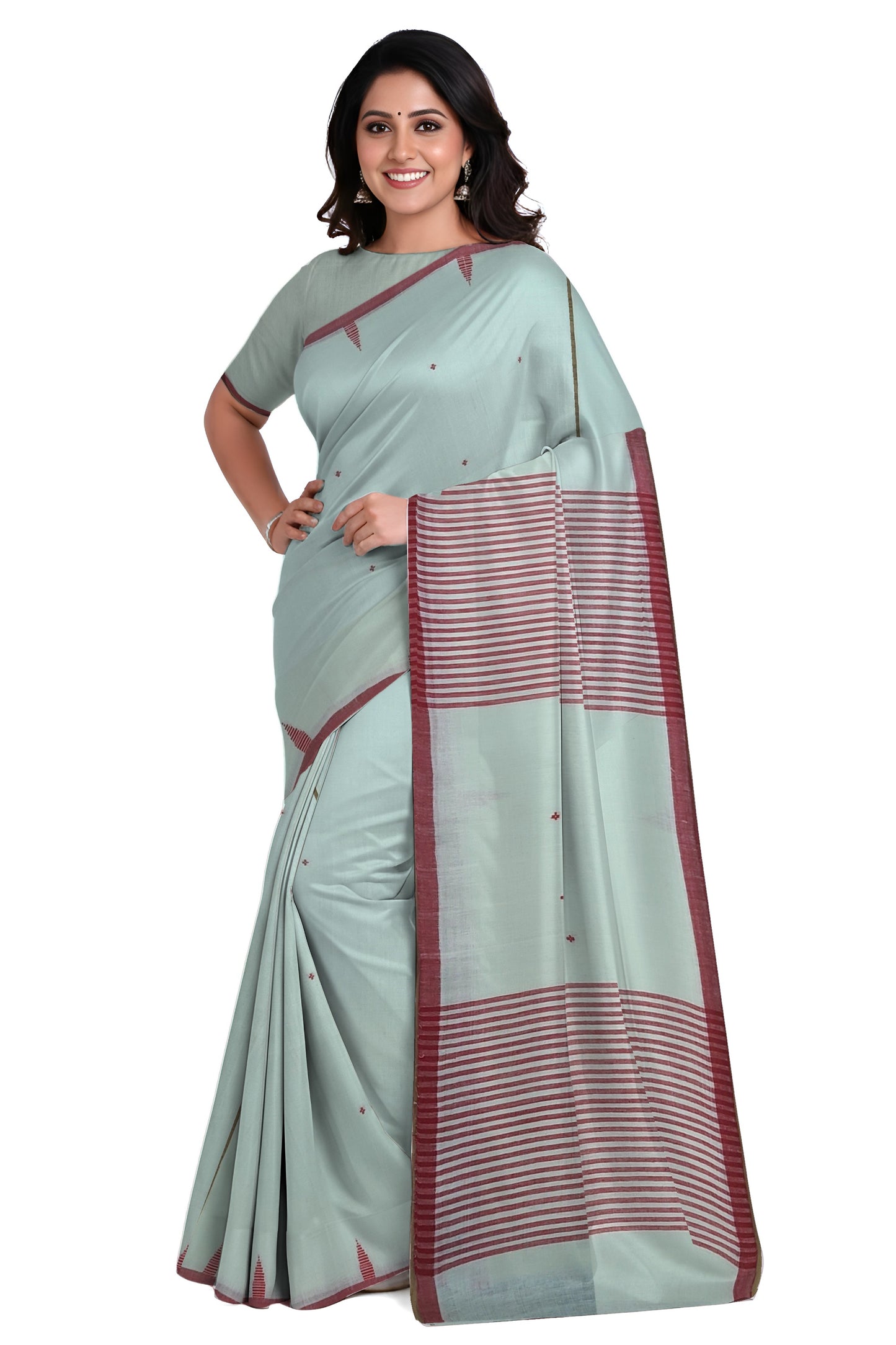 White Bengal Handloom Mulmul Cotton Jamdani Saree