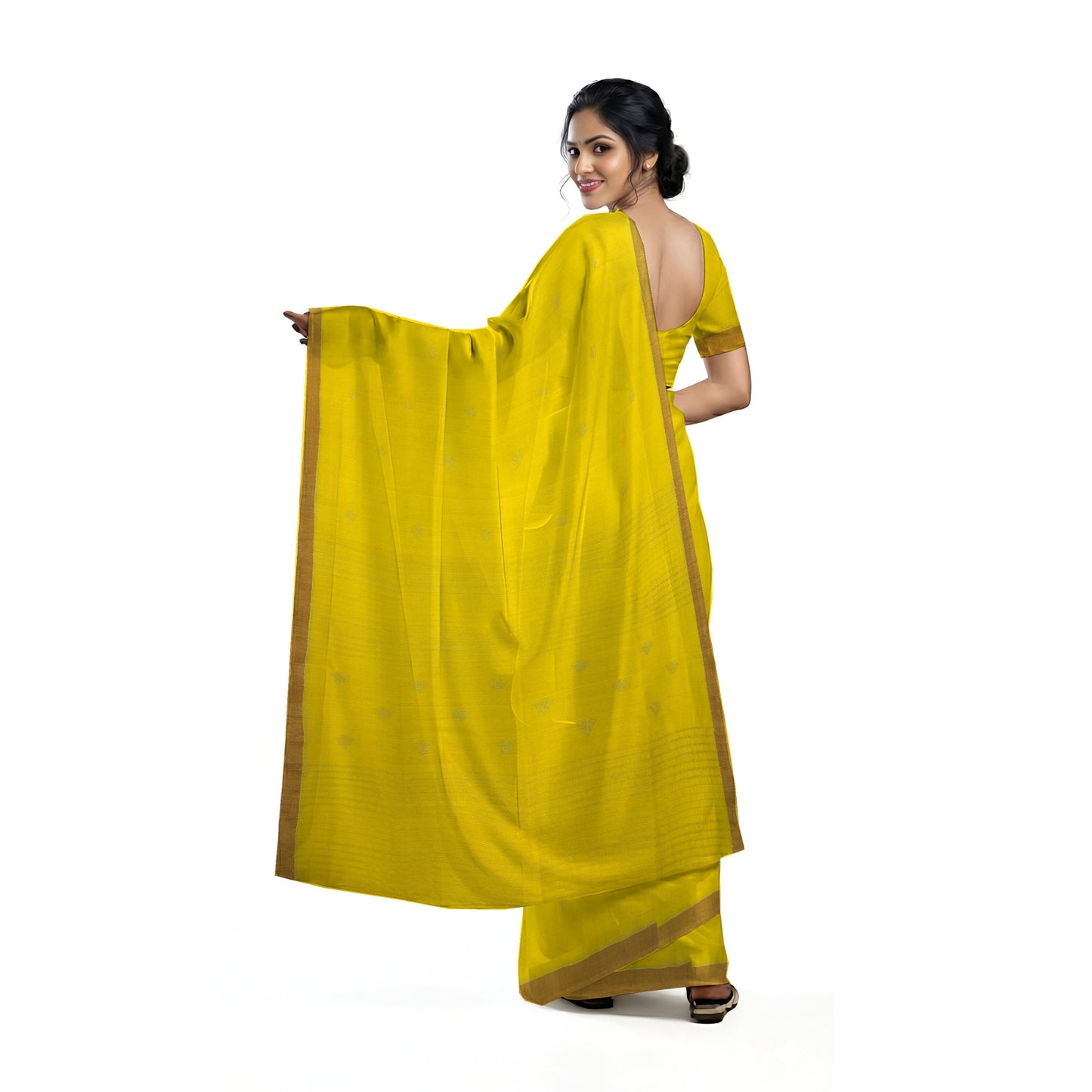 Yellow Bengal Handlooom Linen Saree