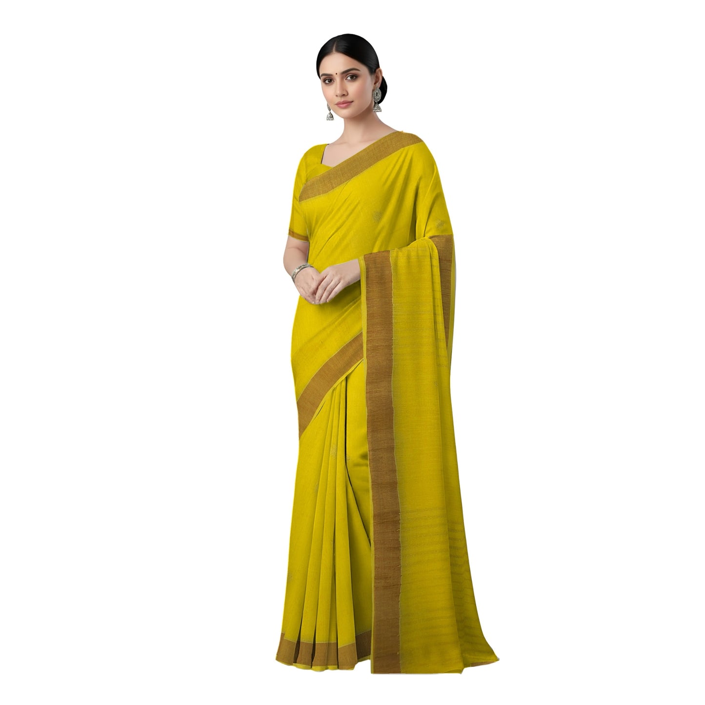 Yellow Bengal Handlooom Linen Saree