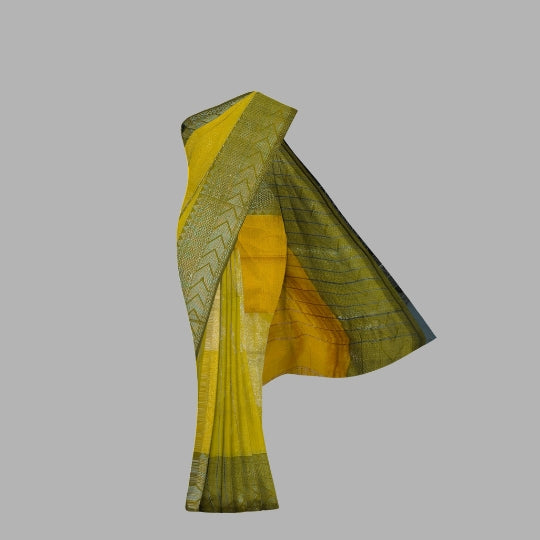 Yellow Bengal Handloom Tissue Cotton Saree