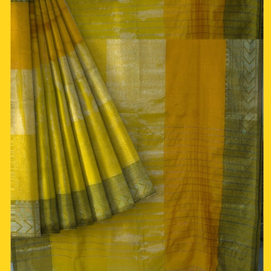 Yellow Bengal Handloom Tissue Cotton Saree