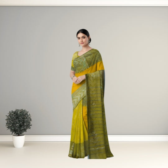 Yellow Bengal Handloom Tissue Cotton Saree