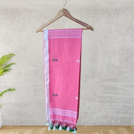 Bengol Handloom Mulmul Cotton Jamdani Weave Pink Saree